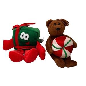 Vintage Dandee Christmas Plush Bear Ty Jingles Gift Set Ornament 5" Yummy Oliver
